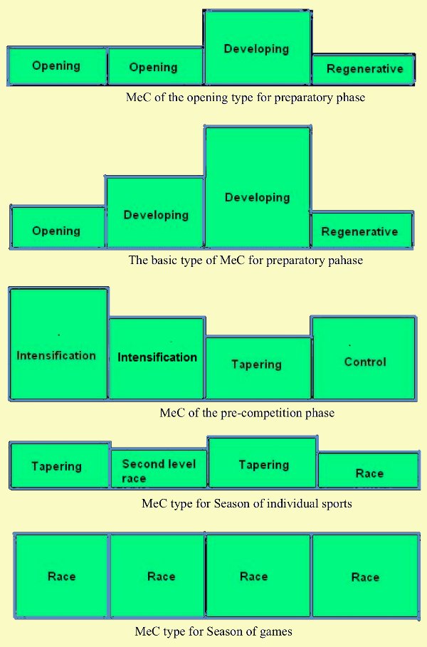 typical training schemes of different MeC types columns show load volume